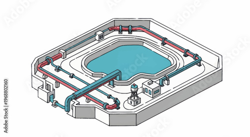 Diagram of a Swimming Pool Filtration and Plumbing System.