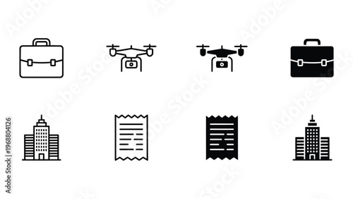 Icons representing modern business and delivery concepts with technology integration