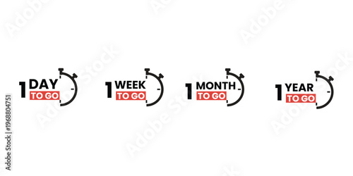Countdown timer icons with days weeks months years to go labels for time management and deadlines  isolated on transparent background