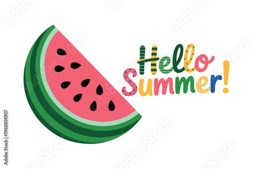 Vibrant Watermelon Slice Illustration with Seeds and Rind