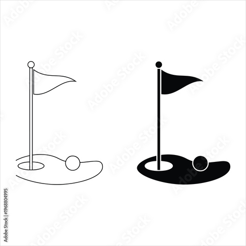 silhouette of golf flag