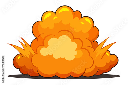 Cloud of orange smoke resting on ground in cartoon style