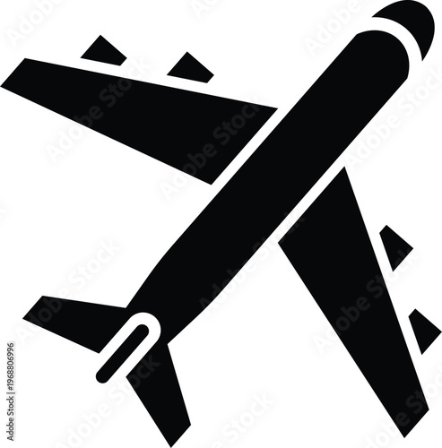 Black silhouette of a jet airplane with swept wings and engines aircraft