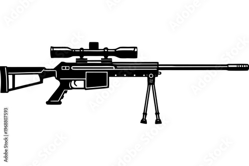 Black sniper rifle displayed in monochrome side profile