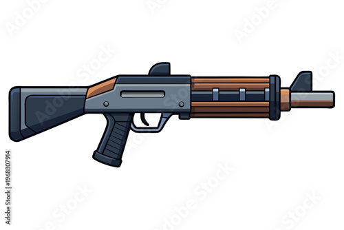 Rifle shown in idle position on isolated white background