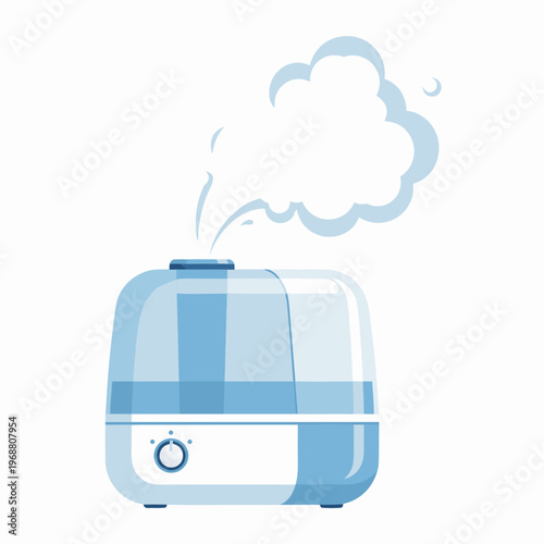 Ultrasonic humidifier emitting vapor in indoor setting