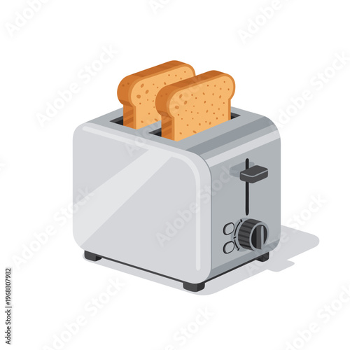 Toaster with bread slices popped up on kitchen counter