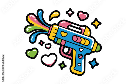 Colorful Paint Splatter with Hearts and Marker Illustration