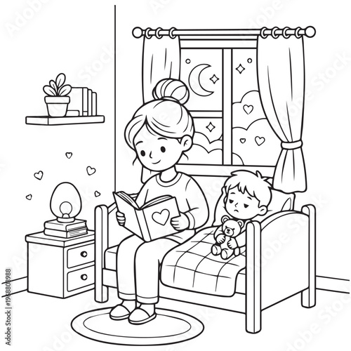 Cozy Moms Cute Coloring pages