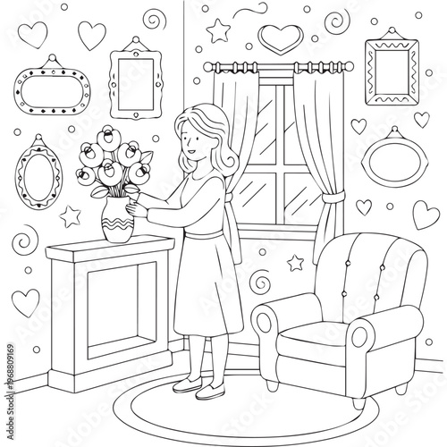 Cozy Moms Cute Coloring pages