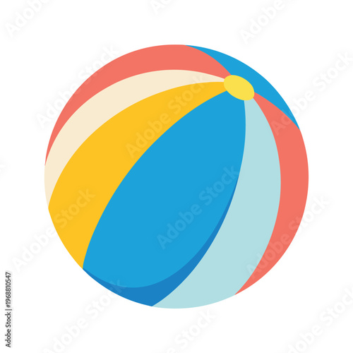 Striped inflatable beach ball vector illustration for summer games and poolside activities