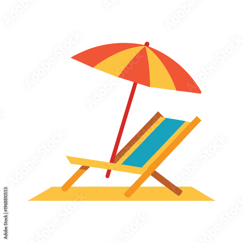 Relaxing beach chair with sun umbrella icon representing summer comfort and holiday rest