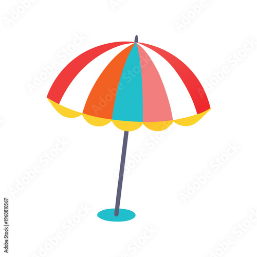 Colorful beach umbrella vector graphic for summer sun protection and seaside shore leisure
