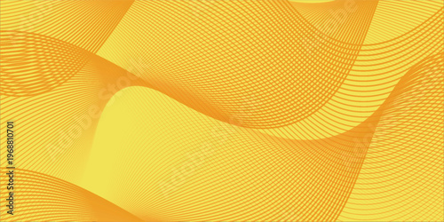 Abstract yellow wave background banner with line yellow pettern space for text and message design, overlapping layers.