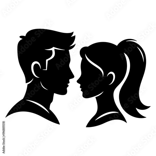 Silhouette of couple in love vector graphic illustration for love and relationship design needs, art