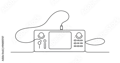 Universal Interface. Minimalistic one-line drawing simplified device with adjustable elements represented by