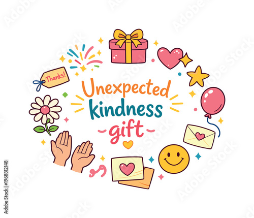 Unexpected Kindness Gift. Unexpected kindness gift. Hand drawn illustration of Unexpected kindness gift. small
