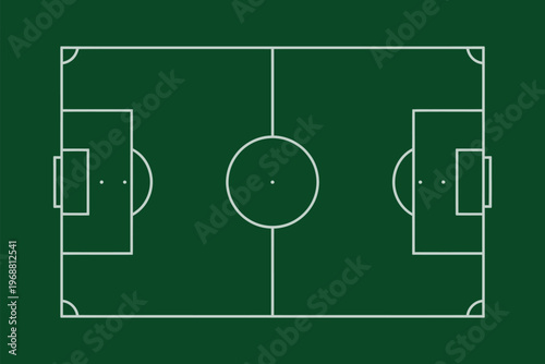 Minimalist Soccer Goal Area Diagram on Green Background