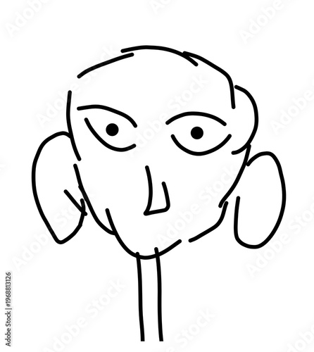 Minimalist hand drawn line art doodle of a human face character portrait

