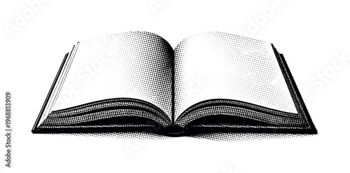 A single open book with slightly curved pages, cropped so only part of the spread is visible, illustrated in