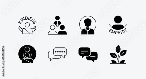 Kindness, Empathy, Connection, Communication, Growth - Icon Set