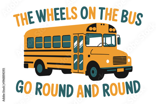 Colorful School Bus Illustration with Playful Text Design