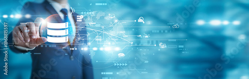 Photos Data analyst holding digital screen