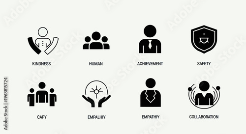 Set of Icons Representing Human Values and Business Concepts