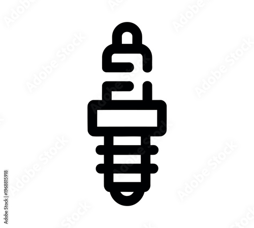A black and white illustration of a spark plug on a plain background