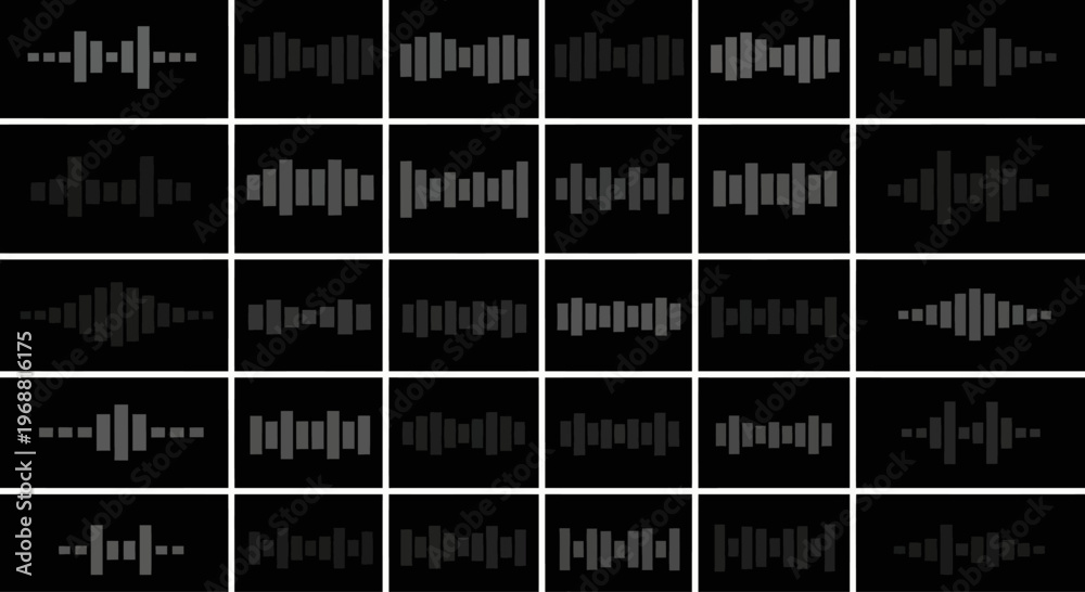 Fototapeta premium Sound Waveform Collection: Diverse Audio Visualizations on Black Background