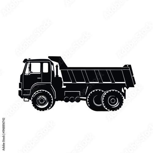  Heavy Duty Dump Truck Silhouette Vector - Industrial Tipper Truck for Construction and Mining