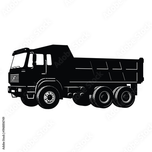  Heavy Duty Dump Truck Silhouette Vector - Industrial Tipper Truck for Construction and Mining
