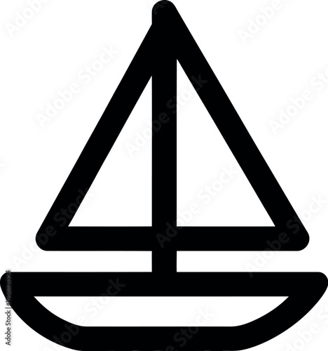 A simple black sailboat logo on a white background