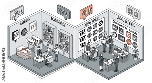 Intellectual Property Law Business Concept Illustration.