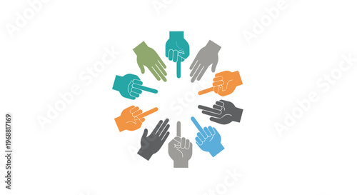 Diverse hands coming together in unity.