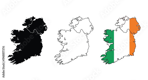 Geographical divisions of ireland illustrated through color-coded maps Vector