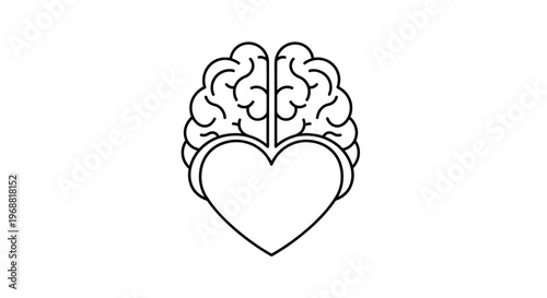 Brain and Heart Symbol: Logic vs Emotion, Mind and Soul Connection