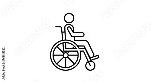 Person in Wheelchair Icon: Accessibility, Disability, Mobility Aid, Healthcare Symbol