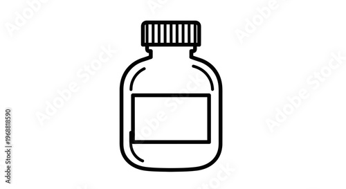 Simple Outline Icon of a Medicine Bottle with Label