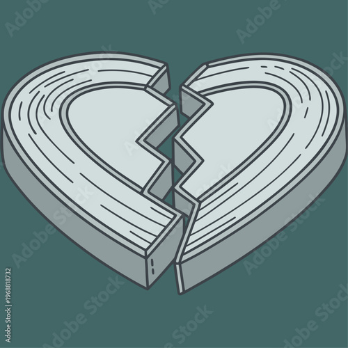Broken Heart Breakup Concept Isolated Vector Illustration