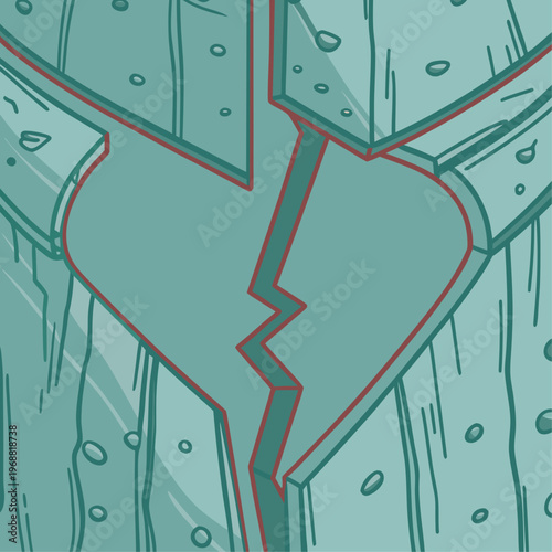 Broken Heart Breakup Concept Isolated Vector Illustration