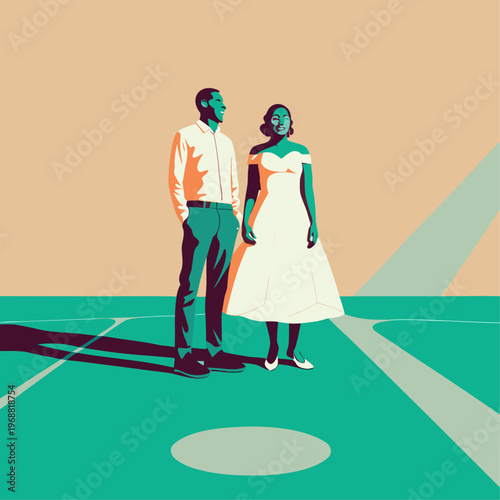 Happy Couple in Love Isolated Flat Vector Illustration