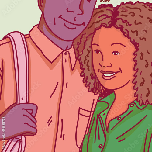 Happy Couple in Love Isolated Flat Vector Illustration