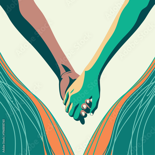 Holding Hands Love and Support Concept Isolated Vector Illustration