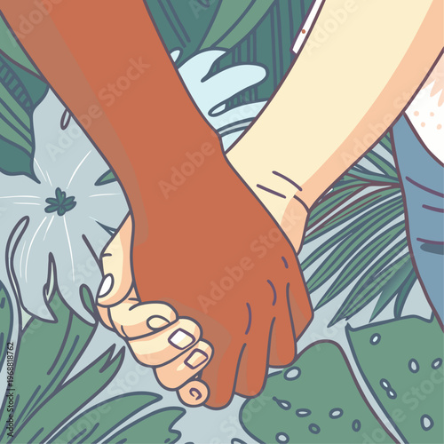 Holding Hands Love and Support Concept Isolated Vector Illustration