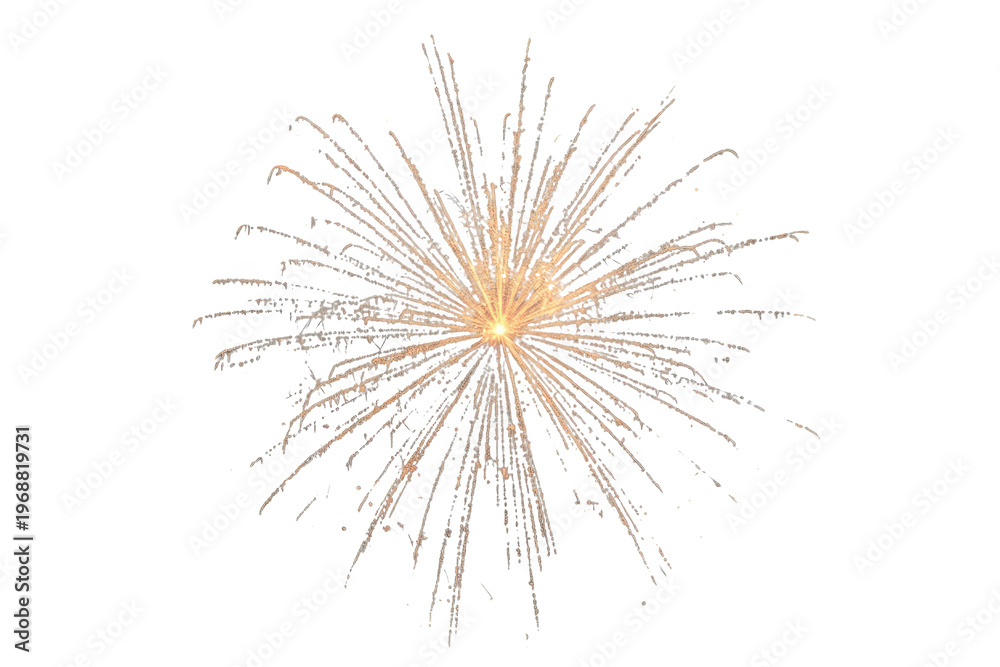 Obraz premium Golden firework exploding with bright sparks and glowing trails, celebrating new year's eve, luxury event, transparent background