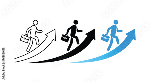 Journey of professional growth and upward career trajectory with evolving opportunities Vector