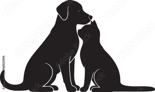 Scary Black Cat Silhouettes Halloween Action Vector Set