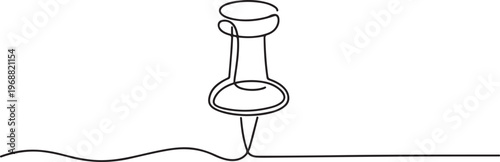 Push pin marker continuous one line drawing minimalist outline vector illustration. one line Icon drawing