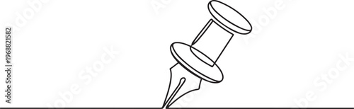 Push pin marker continuous one line drawing minimalist outline vector illustration. one line Icon drawing
